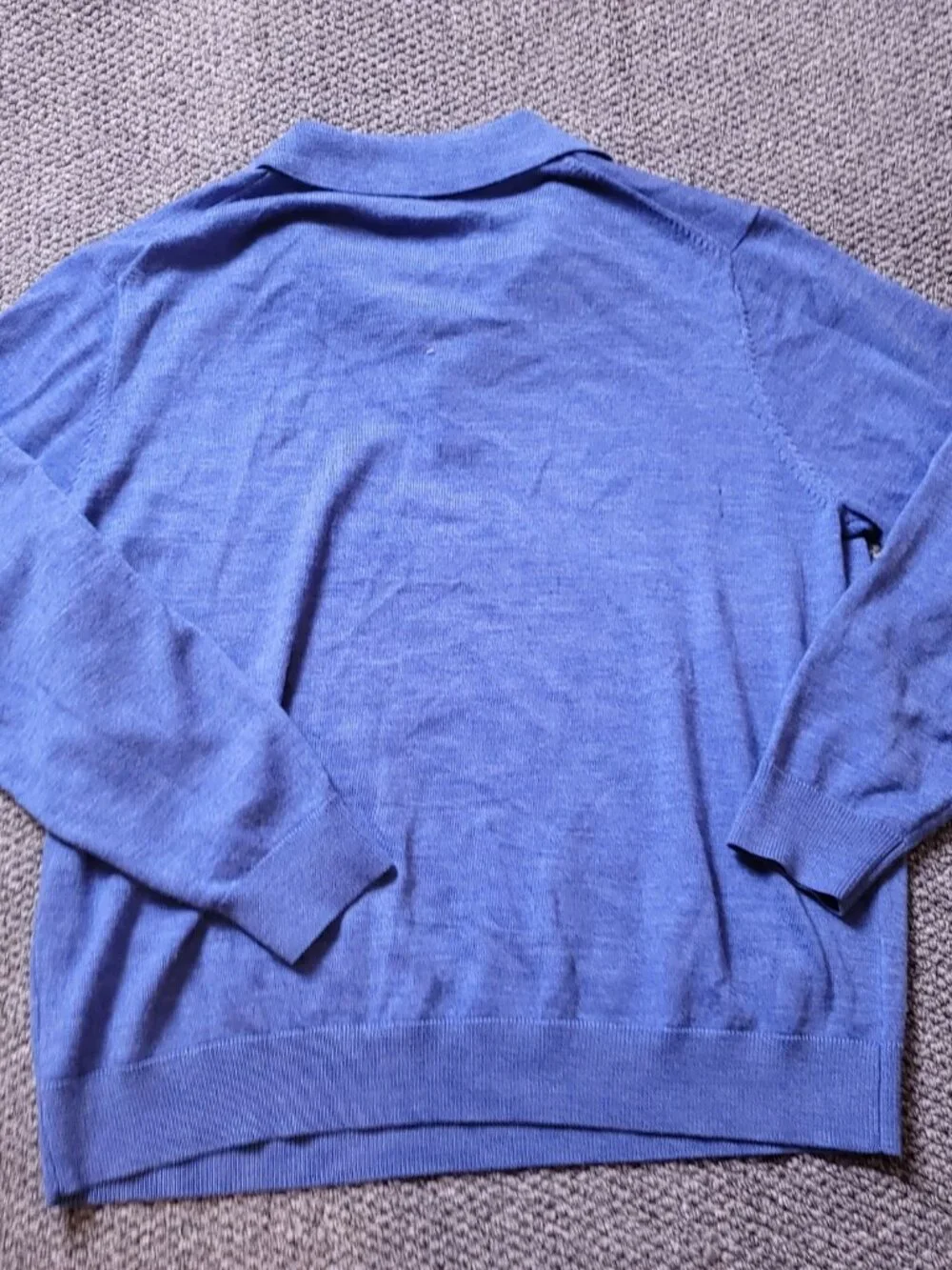 Stile Di Vita Sweater Mens XL Extra Fine Merino Blue Collared Long Sleeve Ribbed